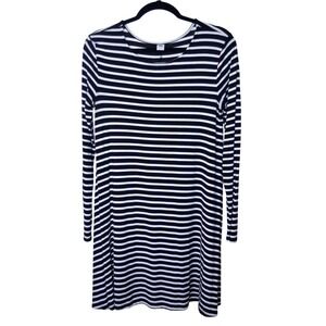 Old Navy‎ Striped T-Shirt Dress Long Sleeve Casual Everyday Black White SKU248